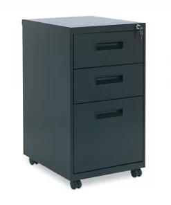 Alera Three-Drawer Metal Pedestal File, 14.96w x 19.29d x 27.75h, Black