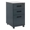 Alera Three-Drawer Metal Pedestal File, 14.96w x 19.29d x 27.75h, Charcoal