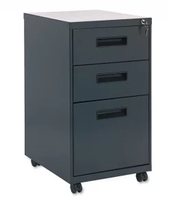Alera Three-Drawer Metal Pedestal File, 14.96w x 19.29d x 27.75h, Charcoal