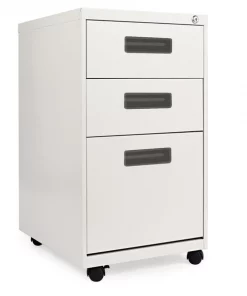 Alera Three-Drawer Metal Pedestal File, 14.96w x 19.29d x 27.75h, Light Gray
