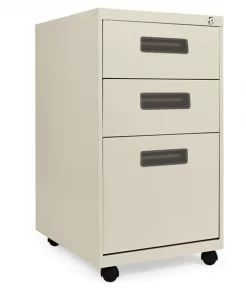 Alera Three-Drawer Metal Pedestal File, 14.96w x 19.29d x 27.75h, Putty