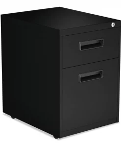 Alera Two-Drawer Metal Pedestal File, 14.96w x 19.29d x 21.65h, Black