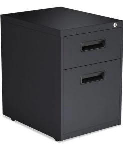 Alera Two-Drawer Metal Pedestal File, 14.96w x 19.29d x 21.65h, Charcoal