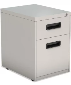 Alera Two-Drawer Metal Pedestal File, 14.96w x 19.29d x 21.65h, Light Gray