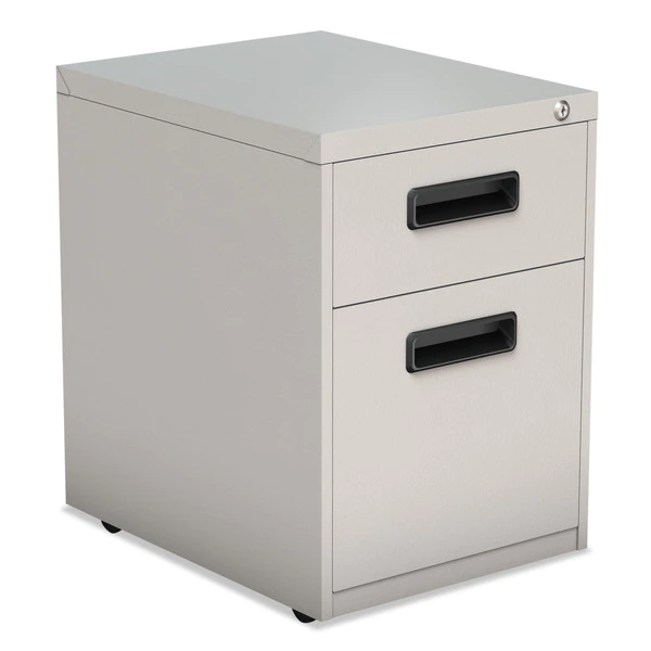 Alera Two-Drawer Metal Pedestal File, 14.96w x 19.29d x 21.65h, Light Gray