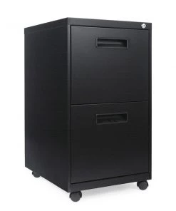 Alera Two-Drawer Metal Pedestal File, 14.96w x 19.29d x 27.75h, Black