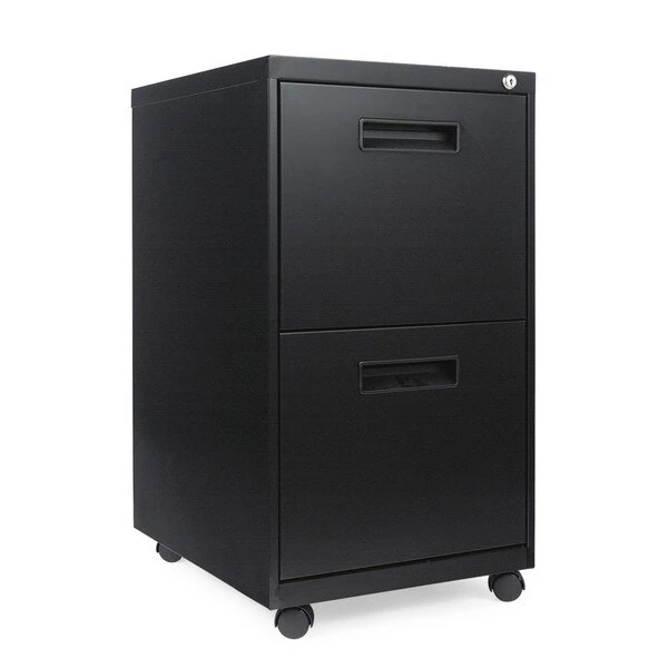 Alera Two-Drawer Metal Pedestal File, 14.96w x 19.29d x 27.75h, Black