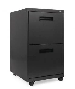 Alera Two-Drawer Metal Pedestal File, 14.96w x 19.29d x 27.75h, Charcoal