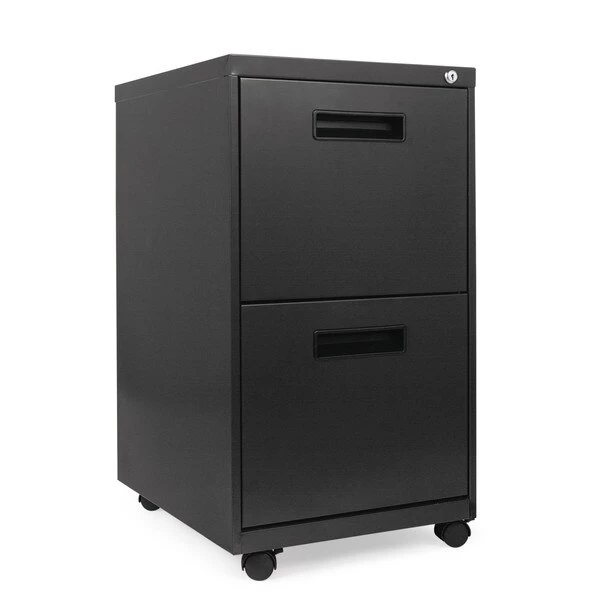 Alera Two-Drawer Metal Pedestal File, 14.96w x 19.29d x 27.75h, Charcoal