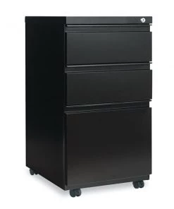 Alera Three-Drawer Metal Pedestal File, 14.96w x 19.29d x 27.75h, Black
