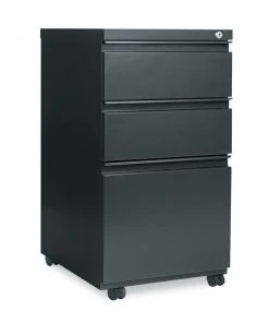 Alera Three-Drawer Metal Pedestal File, 14.96w x 19.29d x 27.75h, Charcoal