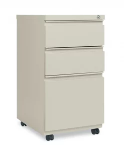 Alera Three-Drawer Metal Pedestal File, 14.96w x 19.29d x 27.75h, Putty
