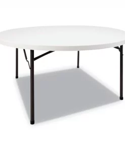 Alera Round Folding Table, 29.25" H, White Top, Resin
