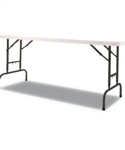 Alera Rectangle Folding Table, 72" W, 29.63" L, 29.25" to 37.13" H, White Top, Resin