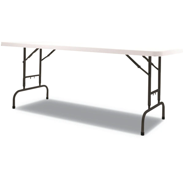 Alera Rectangle Folding Table, 72" W, 29.63" L, 29.25" to 37.13" H, White Top, Resin