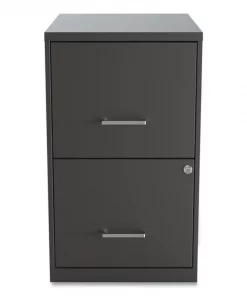 Alera® Soho Vertical File Cabinet, 2 Drawers: File/File, Letter, Charcoal, 14" x 18" x 24.1"