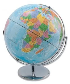 Advantus 12" Globe w/Blue Oceans, Silver-Tone Metal Desktop Base, Full-Meridian