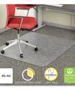 Deflecto Occasional Use Chair Mat for Low Pile Carpet, 45x53, Rectangle, Clear