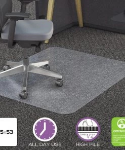 Deflecto All Day Use Chair Mat, All Carpet Types, 45 x 53, Rectangle, Clear
