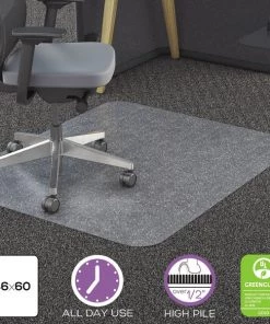 Deflecto All Day Use Chair Mat, All Carpet Types, 46 x 60, Rectangle, Clear