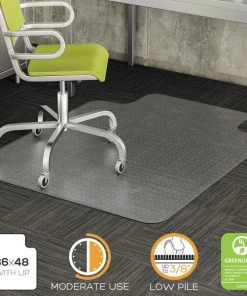 Deflecto Moderate Use Chair Mat, Low Pile Carpet, Roll, 36x48, Lipped, Clear