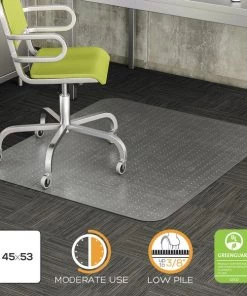 Deflecto Moderate Use Chair Mat for Low Pile Carpet, 36x48, Rectangular, Clear