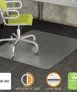 Deflecto Moderate Use Chair Mat, Low Pile Carpet, Roll, 46x60, Rectangle, Clear