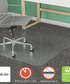 Deflecto Frequent Use Chair Mat, Med Pile Carpet, Roll, 46x60, Rectangle, Clear