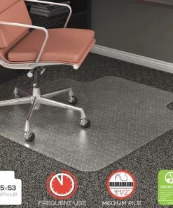 Deflecto Frequent Use Chair Mat, Med Pile Carpet, Flat, 45x53, Wide Lip, Clear