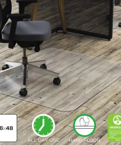 Deflecto Poly All Day Use Chair Mat for Hard Floors, 36 x 48, Rectangle, Clear