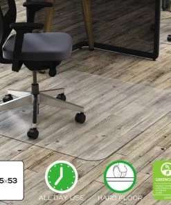 Deflecto All Day Use Chair Mat - Hard Floors, 45 x 53, Rectangle, Clear