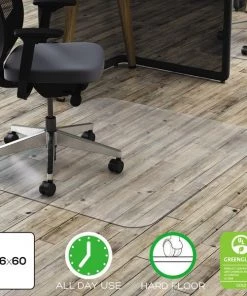 Deflecto Polycarbonate All Day Use Chair Mat, Hard Floors, 46 x 60, Rect, Clear