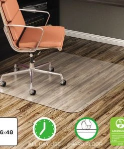 Deflecto EconoMat All Day Use Chair Mat for Hard Floors, 36 x 48, Rect, Clear