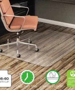 Deflecto All Day Use Chair Mat for Hard Floors, Lip, 46 x 60, Low Pile, Clear