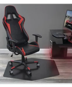 Es Robbins Game Zone Chair Mat, For Hard Floor/Medium Pile Carpet, 42 x 46, Black