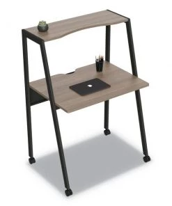 Linea Italia. Office Desk, 33" W, 48" H, Natural Walnut, Laminate