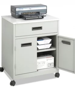 Safco Steel Machine Stand w/Pullout Drawer, 25w x 20d x 29.75h, Gray
