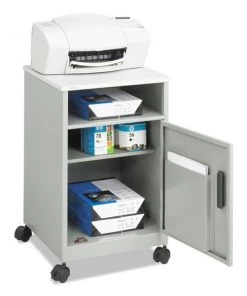 Safco Steel Machine Stand w/Compartment, One-Shelf, 15.25w x 17.25d x 27.25h, Gray