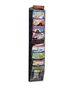 Safco Onyx Mesh Literature Rack, 10 Compartment, 10.25w x 3.5d x 50.75h, Blk