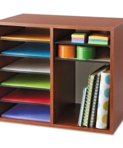 Safco® Fiberboard Literature Sorter, 12 Sections, 19 5/8 x 11 7/8 x 16 1/8, Cherry