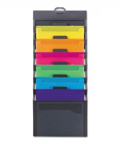 Smead Cascading Wall Organizer, 14 1/4 x 33, Letter, Gray w/6 Color Pockets