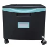 Storex Single-Drawer Mobile Filing Cabinet, 14.75Wx18.25Dx12.75H, Black/Teal