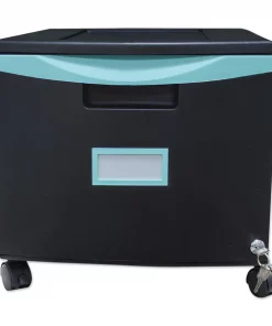 Storex Single-Drawer Mobile Filing Cabinet, 14.75Wx18.25Dx12.75H, Black/Teal