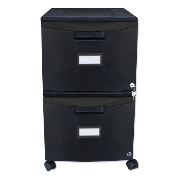 Storex Two-Drawer Mobile Filing Cabinet, 14.75w x 18.25d x 26h, Black
