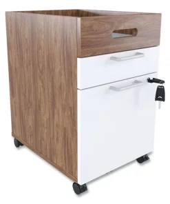 Union & Scale Mobile Pedestal File, Left or Right, 2-Drawer: Box/File, Leg/Let, White/Espresso, 15.5 x 21.2 x 24.2