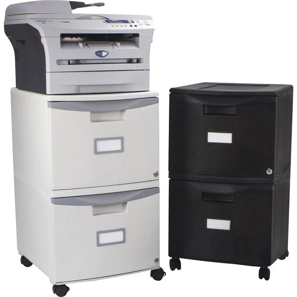 Storex Two-Drawer Mobile Filing Cabinet, 14.75w x 18.25d x 26h, Black/Blue - Image 5