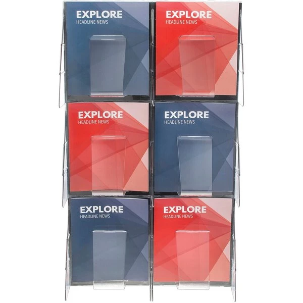 Deflecto Magazine Holder, 6 Compartments, Clear - Image 5