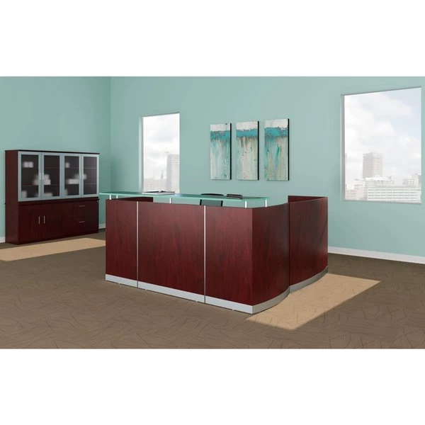 Mayline Reception Desk, 37-1/4" D, 87-1/4" W, 42-3/4" H, Mocha Laminate - Image 2