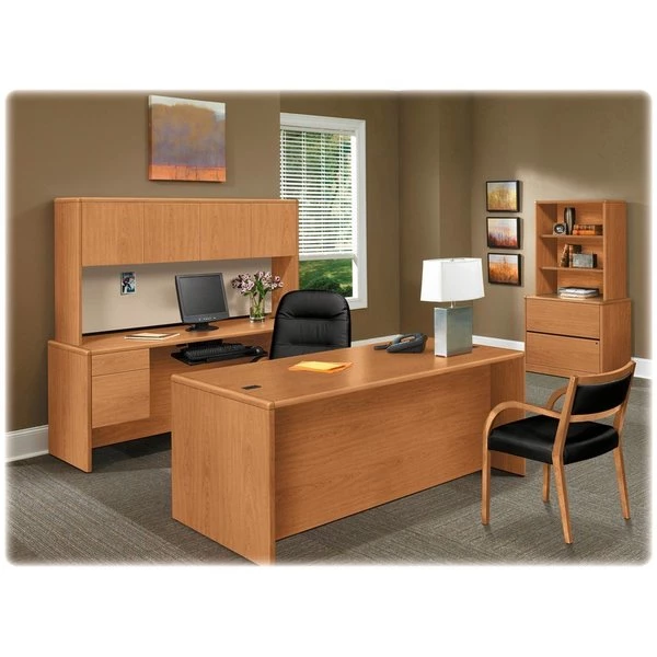 Hon Pedestal Desk, 66" W, 29.5" H, Harvest, Woodgrain Laminate - Image 6