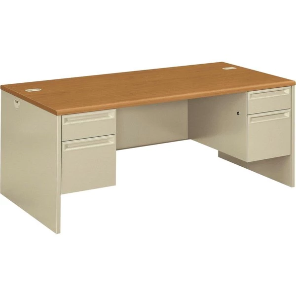Hon Pedestal Desk, 72" W, 29.5" H, Harvest/Putty, Metal - Image 3